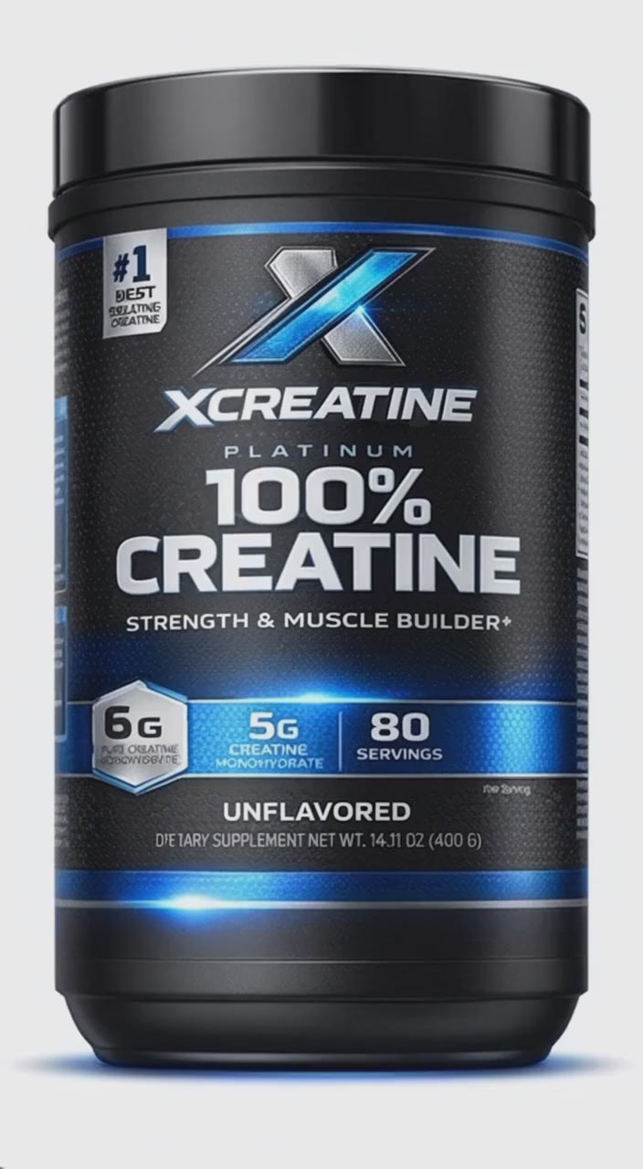 XCreatine Platinum 100% Creatine Monohydrate – Strength & Muscle Builder (80 Servings)